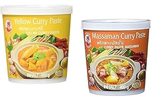 Cock Varumärke – provningsset currypasta – 2-pack (2 x 400 g) – 2 sorter, 1 burk gul, massaman currypasta
