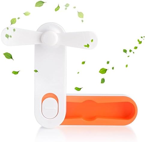 Handheld Mini Fan Portable Folding Pocket Fan Small Lightweight Strong Wind USB Rechargeable Or Battery Operated Personal Desk Fan For Travel, Camping, Office, Home, Outdoor(Orange)