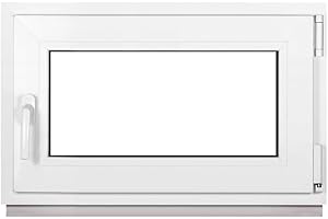 Framex Finestra Seminterrata Piccola in PVC Bianco, Larghezza x Altezza 85 x 50 cm (850 x 500 mm), Doppi Vetri (32 mm), Anta-Ribalta, Girevole DIN Destra – Premium