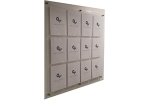 Get Acrylic Photo Frames - 12 Pocket Clear Acrylic Company Display/Notice Board. Wall Mount Display Board with A4 Pockets. Suitable for The Office, Workplace Or Home 97.1cm x 102.0cm (971mm x 1020mm)