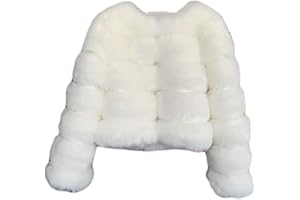 PengGengA Women's Faux Fur Coat Plain Long Sleeve Crew Neck Jacket Shaggy Outwear with Hook Fasteners