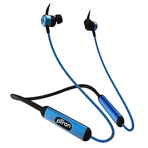 pTron Tangent Plus V2 with 18Hrs Playback & Type-C Fast Charging, Bluetooth 5.0 Wireless Headphones with Deep Bass, IPX4 Water Resistance, Snug-fit, Voice Assistance & Built-in Mic (Black & Blue)