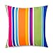 Produktbild Bean Bag Bazaar® Gartenkissen, 43cm x 43cm, Kissen Wasserabweisend, Textilfaserfüllung–, Dekoratives Zierkissen für Gartenbänke, Stühle oder Sofas (Technicolor Streifen, 1)