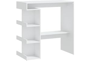 vidaXL Bartisch mit Regal Bartresen Stehtisch Tresentisch Bistrotisch Küchentisch Loungetisch Tisch Weiß 100x50x101,5cm Holzwerkstoff