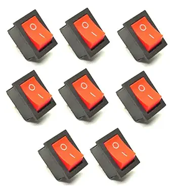 INVENTO 8Pcs DPDT ON-Off 2 Pin Small Rocker Boat Switch 6A/10A AC 250V/125V for Car Motorcycle Electrical DIY