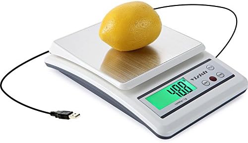 Yizish Digital Kitchen Scale (USB Cable + Batteries Powering), 10Kg / 1g, Multifunction Food Meat Scale, Stainless Steel Platform with LCD Display for Baking Cooking