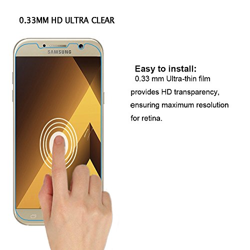 Samsung galaxy A3 (2017) Panzerglas Schutzfolie 3 Stück, WEOFUN Displayschutzglas Panzerfolie für Samsung galaxy A3 (2017) Schutzglas Folie [0.33mm, 9H, Ultra-klar] - 2
