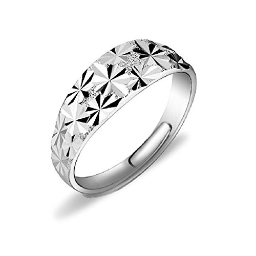 Anillo ajustable de plata esterlina S990 brillante con diseño de estrellas para mujer - Foxnovo