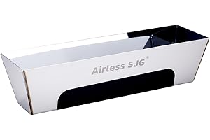 Airless SJG Bac à Enduit 35.5 cm en Acier Inoxydable Renforcé - Bords Coniques et Patins Antidérapants - Pour Cloisons Sèches, Projets de Rénovation et Construction