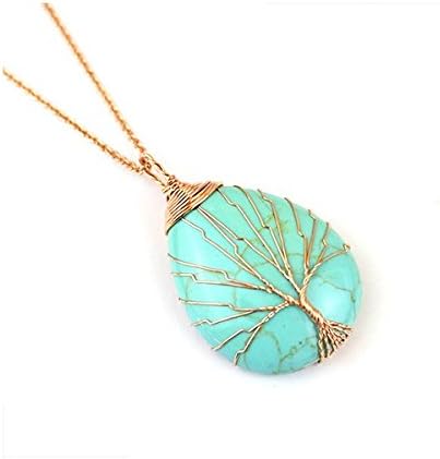 Tree of Life Teardrop Stone Pendent (Turquoise)