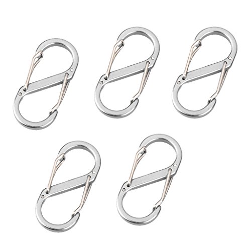 Preisvergleich Produktbild 5pcs Mini S-shape Keychain Keyring Carabiner Locking Clips - Silver Grey by Generic