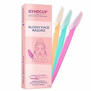 GynoCup Glossy Face Razor for Women | Painless Facial Hair Removal | Easy to Use (Pack of 3)