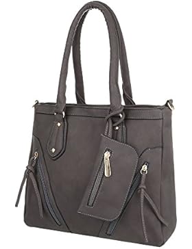 iTal-dEsiGn Damentasche Mittelgroße Schultertasche Used Optik Handtasche Mit Extra Kunstleder TA-A103