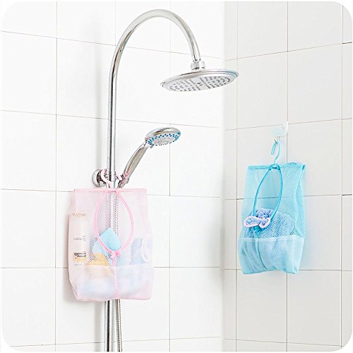 Mesh-hängender Speicher-Beutel-Raum-Retter Organizer mit Haken Küche Bad -Blau - 9