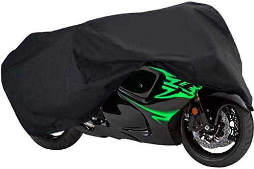 Motorcycle Cover Waterproof Large Indoor Outdoor Oxford Motorbike Cover 210T Polyester Cloth All Weather Protection, Durable & Tear Proof 265cm