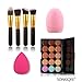 Fashion Base 15 Colors Contour Face Cream Makeup Concealer Palette + 4PCS Powder Brush With Free Foundation Puff Sponge And Brush Egg