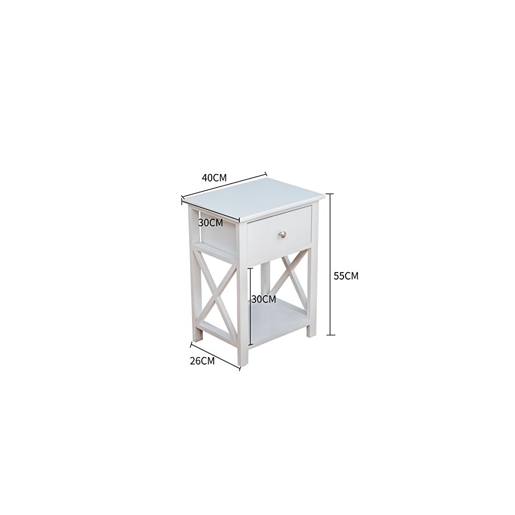 Cherry Tree Furniture Wood White Bedside Table With Drawer