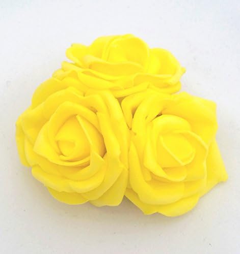 3 Yellow Roses Cluster Artificial Hair Flowers Corsage Clip Hand Made in Uk