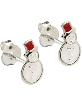 925 Silber Ohrstecker Schneemann emailliert Ohrringe aus Sterling Silber