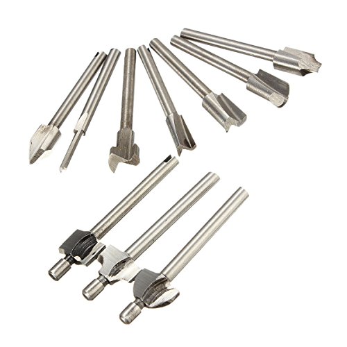 Fortag 10 tlg HSS Fräser-Set Fräser Set Spiralbohrer mit 3 mm Schaft Multifunktionswerkzeug Oberfräser Stich-Spitzen Schleifen Holzfräser für Dremel, Proxxon - 7