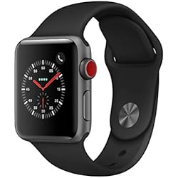 Apple Watch Series 3 (GPS + Cellular) Boîtier en Aluminium Gris Sidéral de 38 mm avec Bracelet Sport Noir