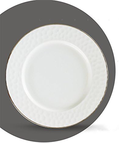CHENXXOO Dinner Plates Bone China Ceramic Tableware Cutlery Sets Trays Platinum Rim Plate 27.1*2.1cm