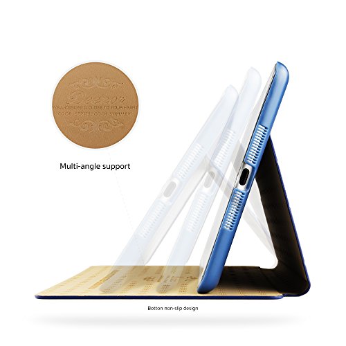 iPad Mini 4 Hülle, Deenor Colour Series Premium PU Leder Ultra Slim Light Weight Auto aufwachen / Schlaf Funktion Schutzhülle Hülle für Apple iPad Mini 4, Free: Screen Protector + Stylus Pen + Cleaning Cloth. (Dark blue circles) - 6