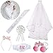 Produktbild ASANMU 6 Stück Brautpaar Braut to be Kit Velo Satin Sash Giarretera Brosche Rosette und Velo Verkleidung Hochzeitsbrille, Rosa und Weiß mit dem Kamm für Junggesellinnenabschied Hen Feste Notte