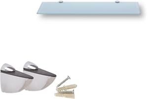 Euro Tische Mensola da Parete in Vetro 30x17.8cm, per Bagno e Doccia, con Vetro di Sicurezza Temperato 6mm, Varie Misure (Bianco)