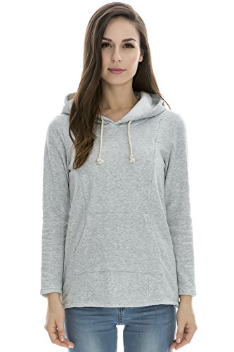 Bearsland Women's Winter Sporty Hoodie Breastfeeding Nursing Top Gray UK Size 10-12