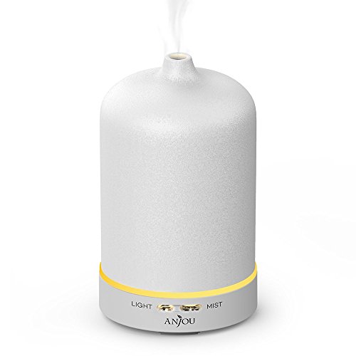 Aroma Diffuser Anjou Luftbefeuchter Oil Düfte Keramik LED mit 7 Farbwechsel 100ml für Yoga Salon Spa Wohn-, Schlaf-, Bade- oder Kinderzimmer Hotel, Weiß