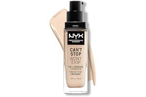 NYX Professional Makeup Base de maquillaje Can't Stop Won't Stop Full Coverage Foundation, Larga duración, Waterproof, Fórmula vegana, Acabado mate, Tono: Pale