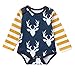 Produktbild Moginp Overall,Kleinkind Baby Jungen Mädchen Jumpsuit Rotwild Kopf Streifen Druck Lange Hülsen Strampler Spielanzug (100, Blau)