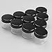 30g 30ml/1oz Refillable Black and White Plastic Screw Cap Lid with Clear Base Empty Plastic Cosmetic Jars for Nail Powder Bottles Eye Shadow Container Lot Powder Storage Container (Pack of 10) (Black Lid)