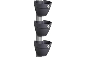 Elho Vibia Campana Pot Gouttière 40 - Pots de Fleurs pour Extérieur - Plastique 100% Recyclé - Lot de 3 - Ø 21.6 x H 16.3 cm - Noir/Anthracite
