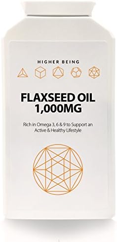Flaxseed Oil Capsules (90) | 1,000mg | Supports Heart and Skin Health | Rich in Healthy Omega 3 (ALA), 6 and 9 | Made in the UK for Higher Being