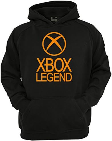XBOX LEGEND CHILDRENS HOODIE, SIZES 5-13 YEARS, GAMER HOODIE (12-13 YEARS (34" CHEST), BLACK &amp; ORANGE)