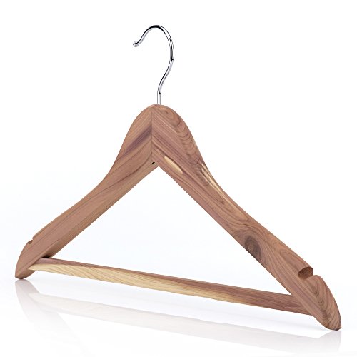 HANGERWORLD 10 Grucce Appendiabiti 44cm in Legno di Cedro Antitarme per Giacche Pantaloni e Completi