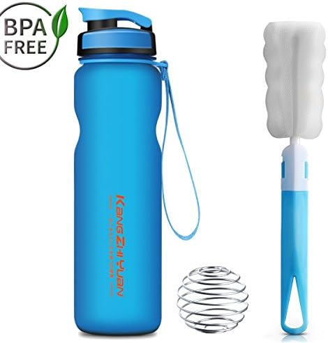 Best Sports Water Bottle 32oz/1L Wide Mouth Leak Proof BPA Free Eco-Friendly Plastic Drink Beverage for Travel/Outdoor/Running/Hiking/Camping/Gym Flip Top Lid &amp; One handed open