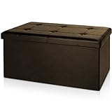 Deuba Banc pliable en MDF rangement - Siège Repose-pied Pouf 80x40x40cm Marron