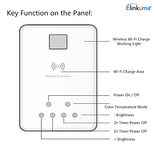 Elinkume 5W Qi Schreibtischlampe Wireless Charging 48*4014 SMD LED Schreibtischlampe Modern Design 800LM Dimmbar Touch Schreibtischleuchten Flexibel Tischlampe - 2
