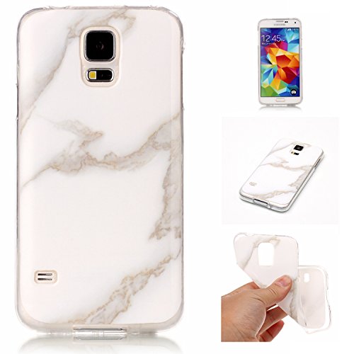 Cozy Hut Für Samsung Galaxy S5 Handyhülle mit Marmor / Marble Design(weiß / grau) | Handytasche | | Schale | | Hülle | | Case | Handy-etui | TPU-Bumper | Soft Case | Schutzhülle Cover für den optimalen Schutz ihres Samsung Galaxy S5 (5,1 Zoll) - Jade weißer Marmor