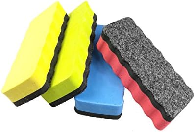 Whiteboard Rubber Qorol Board Eraser Set - 4 Color Pack - Dry Erase Whiteboard Cleaner Rubber for Dry Wipe Pens and Markers - Strong Magnet Sticks to All Dry-erase White Boards - 4 x 2.3 x 0.8