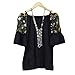 Produktbild JUSTSELL  1/2 Langarmshirts Tops Damen, Frauen Blumenmuster Bluse Rundhalsausschnitt Oberteile Sling Kleidung Lose Damentops Casual Bluse