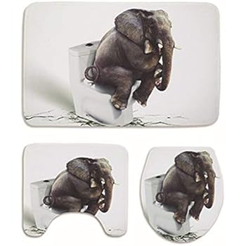 Showudesigns Weiche Badteppich-Set 3-teilig Badvorleger Badteppich WC