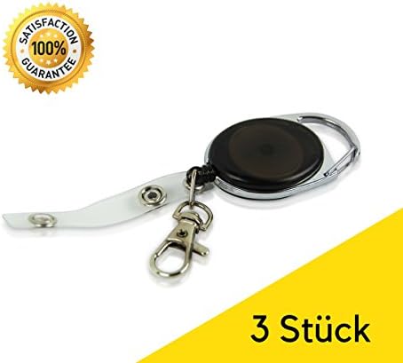 [3 Sets] Key Reel with Clip/Credit Card Holder With Carabiner Key Chain and practical Extendable &amp; ID Card Case/Card Holder – Durable &amp; Versatile 60 cm Band