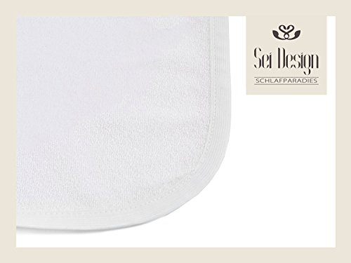 Sei Design® Qualitätsprodukt AQUA-STOP Matratzenschoner mit Frottiergewebe, Wasserundurchlässige Matratzenauflage mit einer 4- Gummibändern –Befestigung. (schneeweiß, 90×200) - 5
