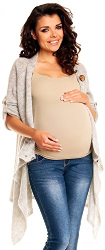 Zeta Ville Women's Maternity Waterfall Knit Coat Wrap Monochrome Cardigan - 411c (Light Grey, ONE SIZE UK 8/10/12)