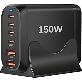 Jouis &Ccedil;oklu Şarj İstasyonu GaN 150W - 6 Portlu Masa&uuml;st&uuml; Hızlı Şarj Cihazı (4x Type-C 100W/20W, 2x USB-A 18W) MacBook, Laptop,