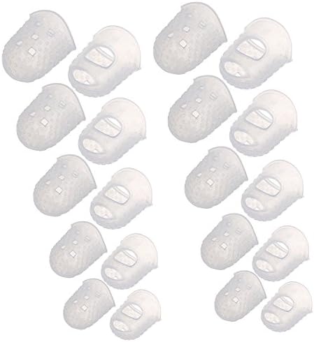 5 Different Sizes Guitar Fingertip Protectors Silicone Finger Guards for Ukulele Electric Guitar(Clear Color)